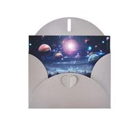 Gray WHJSHOP Outer Space Planets Prints Greeting Card - High-End Pearlescent Paper Double Sided Pearl Effect Love Buckle Pearl Paper Envelope