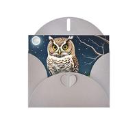 Gray WHJSHOP Owl at Night Prints Greeting Card - High-End Pearlescent Paper Double Sided Pearl Effect Love Buckle Pearl Paper Envelope