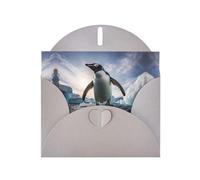 Gray WHJSHOP penguins Prints Greeting Card - High-End Pearlescent Paper Double Sided Pearl Effect Love Buckle Pearl Paper Envelope