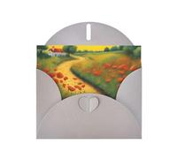 Gray WHJSHOP Poppies Field Yellow Brick Road Prints Greeting Card - High-End Pearlescent Paper Double Sided Pearl Effect Love Buckle Pearl Paper Envelope