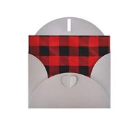 Gray WHJSHOP red black buffalo check plaid pattern Prints Greeting Card - High-End Pearlescent Paper Double Sided Pearl Effect Love Buckle Pearl Paper Envelope