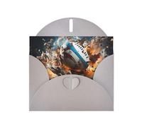 Gray WHJSHOP Rugby on Fire Prints Greeting Card - High-End Pearlescent Paper Double Sided Pearl Effect Love Buckle Pearl Paper Envelope