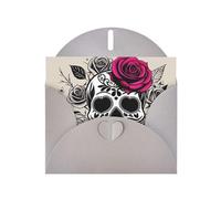 Gray WHJSHOP Sugar Horror Skull Flowers Rose Prints Greeting Card - High-End Pearlescent Paper Double Sided Pearl Effect Love Buckle Pearl Paper Envelope