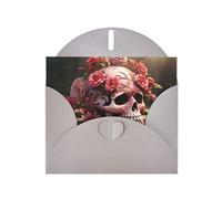 Gray WHJSHOP Sugar Horror Skull Flowers Rose Prints Greeting Card - High-End Pearlescent Paper Double Sided Pearl Effect Love Buckle Pearl Paper Envelope