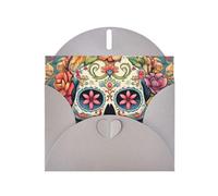 Gray WHJSHOP Sugar Skull Print Prints Greeting Card - High-End Pearlescent Paper Double Sided Pearl Effect Love Buckle Pearl Paper Envelope