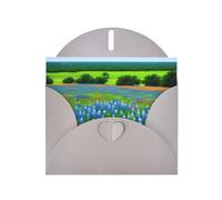 Gray WHJSHOP Texas Bluebonnets Scenery Prints Greeting Card - High-End Pearlescent Paper Double Sided Pearl Effect Love Buckle Pearl Paper Envelope