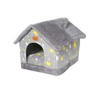 Gray Winter Warm Pet Bed House for Cats and Dogs - Large Size, Removable Cushion, Cozy Cat Tent and Dog Kennel