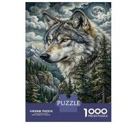 Gray Wolf 1000 Piece Jigsaw Alpine Mountains As A Gift Mental Relaxation Birthday Present Wall Decor Framed Puzzle Art for Adults 52x38cm/1000pcs