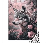 Gray Wolf 1000 Piece Jigsaw Puzzle Paper for Adults Floral Forest Scene Mindfulness Home Decor Gift Family Fun 70x50cm/1000pcs