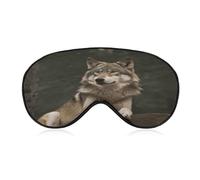 Gray Wolf Eye Mask, Adjustable Strip, Blocks Light Sleep Mask, Sleep Eye Mask for Night Sleeping Travel Nap 8.1 * 4.1 Inches