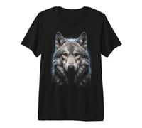 Gray Wolf Face Moonlight Forest Wildlife Nature Grey Wolf Premium T-Shirt