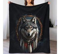 Gray Wolf Fleece Blanket Sofa Throw - Fluffy Soft Warm Versatile Dreamcatcher Blanket for Sofa/Couch/Bed Throw/60x80inch(150x200cm) Eco-Friendly Recycled Fleece Blankets