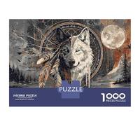 Gray Wolf Forest Moon Jigsaw Puzzle for Adults 1000 Piece Jigsaw Puzzle Paper Unique Artistic Style Relaxation Focus Family Home Decor Gift 52x38cm/1000pcs
