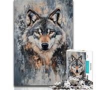 Gray Wolf Jigsaws 1000 Pieces for Adults,Challenging To Complete But Fun And Humorous Educational Game for Birthday 38x26cm