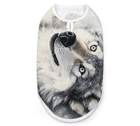 Gray Wolf Lying on Snow Dog And Cat Clothes Pet Summer Sleeveless T Shirt Basic Vest M