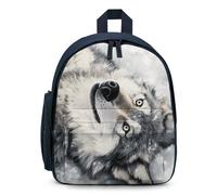 Gray Wolf Lying on Snow Small Backpack Cute Mini Shoulder Bag 12.6 × 9.4 × 5.9 Inches Daypack