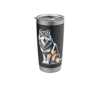 Gray Wolf Sitting Stainless Steel Insulated Tumbler