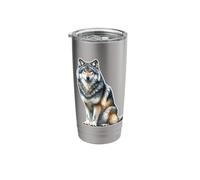 Gray Wolf Sitting Stainless Steel Insulated Tumbler