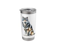 Gray Wolf Sitting Stainless Steel Insulated Tumbler