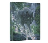 Gray Wolf with Green Eyes 3 Ring Binders 1.5 Inch Clear View Three Ring Binders Versatile Binder Fits 200 Sheets 1 Pack