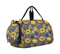Gray Wolverine Poppy Flower Boy's Gym Duffel Bag with Shoes Compartment Multifunctional Carry On Bag for Travel, Sports, Fitness & Workout bolsos de viaje