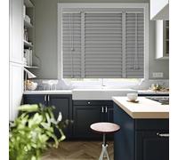 Gray Wooden Blinds Horizontal Blind - 50mm Window Shades Blinds For Interior By Home - Curtain Venetian Blinds 50cm 60cm 75cm 80cm 90cm 95cm 100cm 105cm 115cm 120cm 135cm 150cm Wide(60Wx130H cm)