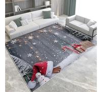 Gray Wooden Board Washable Area Rugs Christmas Tree Snowflake Area Rug For Living Room Soft Faux Short Pile Carpet Mat Durable Enough Foldable Apply To Bedroom Dining Room,