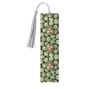 Gray Wooden Bookmark â€“ Crafted Hedgehogs Cactus Print Decor, Perfect for Hardcover Books, Journals, Notebooks & Planners