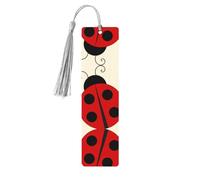 Gray Wooden Bookmark - Double-Sided Cartoon Ladybug Full-Print for Hardcover Books, Journals, Notebooks - Ideal Thoughtful Gift