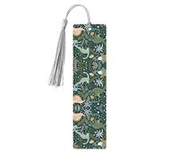 Gray Wooden Bookmark - Double-Sided Cute Dinosaur Full-Print Tassel Bookmark for Hardcover Books, Journals, Notebooks