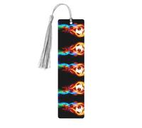 Gray Wooden Bookmark - Double-Sided Fire Dragon Roll Soccer Full-Print Decorative for Study Room, Office, Classroom, Library