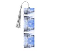 Gray Wooden Bookmark - Double-Sided Winter Landscape Full-Print Tassel Bookmark for Hardcover Books, Journals, Notebooks