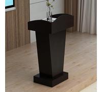 Gray Wooden Podium Stand with Storage - Durable Lectern for Office, Church, School, Home & Conference Meetings - Versatile Pulpit Design for Restaurants & Events