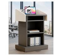Gray Wooden Teacher Podium Lectern for Classroom & Conference s MultiOcn Stand for Events Lectures & Public Speaking
