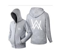 (Gray, XL) Alan Walker DJ Luminous Hoodie Jacket Zipper Sweater