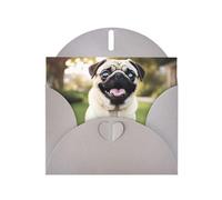 Gray YYHWHJDE Funny Happy Pug Dog Printing Greeting Card for Christmas, Birthday, Valentine's Day, Wedding Anniversary, and Parties