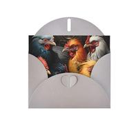 Gray YYHWHJDE roosters dressed in many colors Picture Greeting Card 6x4 in with Double-Sided Pearl Effect and Environmentally Friendly Ink