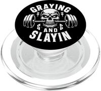 Graying And Slaying Gym Workout PopSockets PopGrip for MagSafe