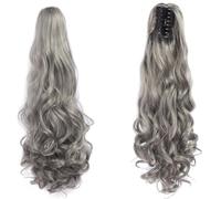 ,Grayish brownNatural Looking Ponytail Extension, 20 - Inch Synthetic Curly Wavy Ponytail Hair Extensions - Effortlessly Attach with Claw Clip for Stunning Hairpieces, Thick & Natural