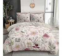 Grayish Pink Green Leaf Peony Duvet Cover Set Double For Kids 3D Print Watercolor Flowers Bedding Set Comforter Cover With 2 Pillow Shams Zipper Ultra Soft Microfiber Design Bedspread Cover