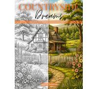 Grayscale Coloring Books for Adults: Countryside Dreams Featuring Cozy Cottages, Farm Animals, Rolling Hills & Peaceful Country Life for Stress Relief