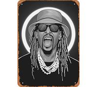 Grayscale Rapper Lil Jon Grayscale Metal Tin Sign Poster Vintage Art Wall Decor 12 x 8 inch