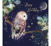 Grayson Male Luxury Owl Birthday Card Gold Foil Finish and Gold Envelope - Quality Cards