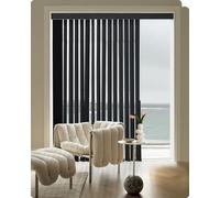 Graywind 100% Blackout Vertical Blinds Complete Set - Thermal Insulating & UV Protection Fabric, Made to Measure Privacy Slats & Track Kit with Wand Control for Windows Patio Doors, Black