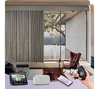 Graywind Customized Smart Curtain Compatible with Alexa Google, Hardwired Electric Drape One-Way or Split Draw, Motorized Curtain with Remote Control Width Up to 559cm, Mocha Beige