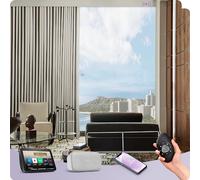 Graywind Customized Smart Curtain Compatible with Alexa Google, Hardwired Electric Drape One-Way or Split Draw, Motorized Curtain with Remote Control Width Up to 559cm, Champagne White