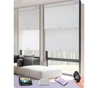 Graywind Customized Smart Dual Roller Blinds, Blackout & Light Filtering Motorized Double Blinds, Rechargeable Electric Roller Blinds Remote Control Compatible With Alexa Google, Jacquard White