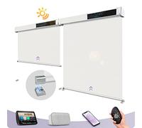 Graywind Customized Smart Outdoor Blinds Compatible Alexa Google, Waterproof Motorised Outdoor Shades with Remote, Exterior Window Solar Powered Outside Electric Blinds for Patio, 3% Snowy White