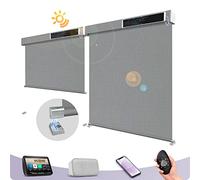Graywind Customized Smart Outdoor Blinds Compatible Alexa Google, Waterproof Motorised Outdoor Shades with Remote, Exterior Window Solar Powered Outside Electric Blinds for Patio, 3% Fresh Grey
