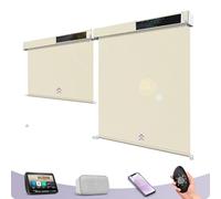 Graywind Customized Smart Outdoor Blinds Compatible Alexa Google, Waterproof Motorised Outdoor Shades with Remote, Exterior Window Solar Powered Outside Electric Blinds for Patio, 3% Gloam Beige